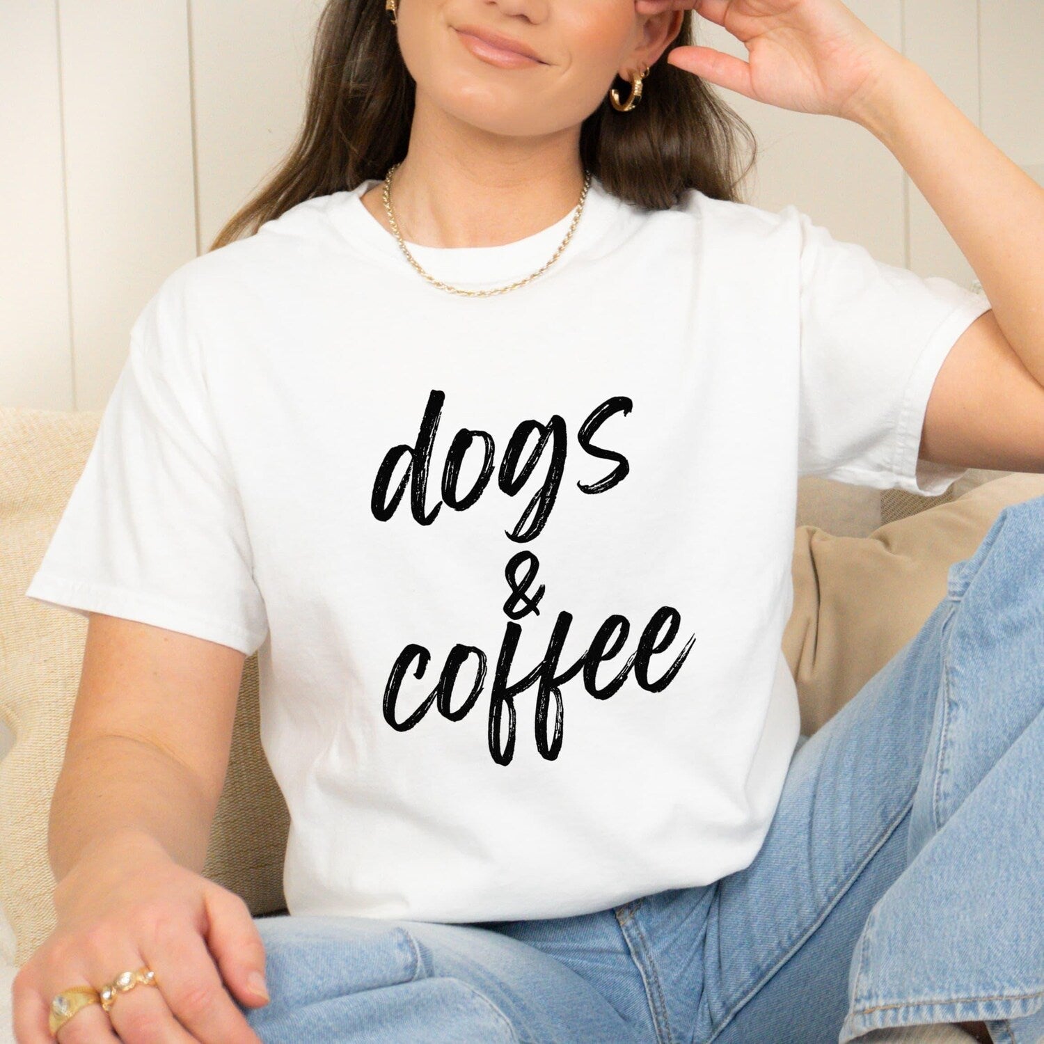 dogs and coffee shirt dog mom t-shirt gift for coffee lovers dog girls caffeine addicts pup moms dog lover tee coffee dog t-shirt