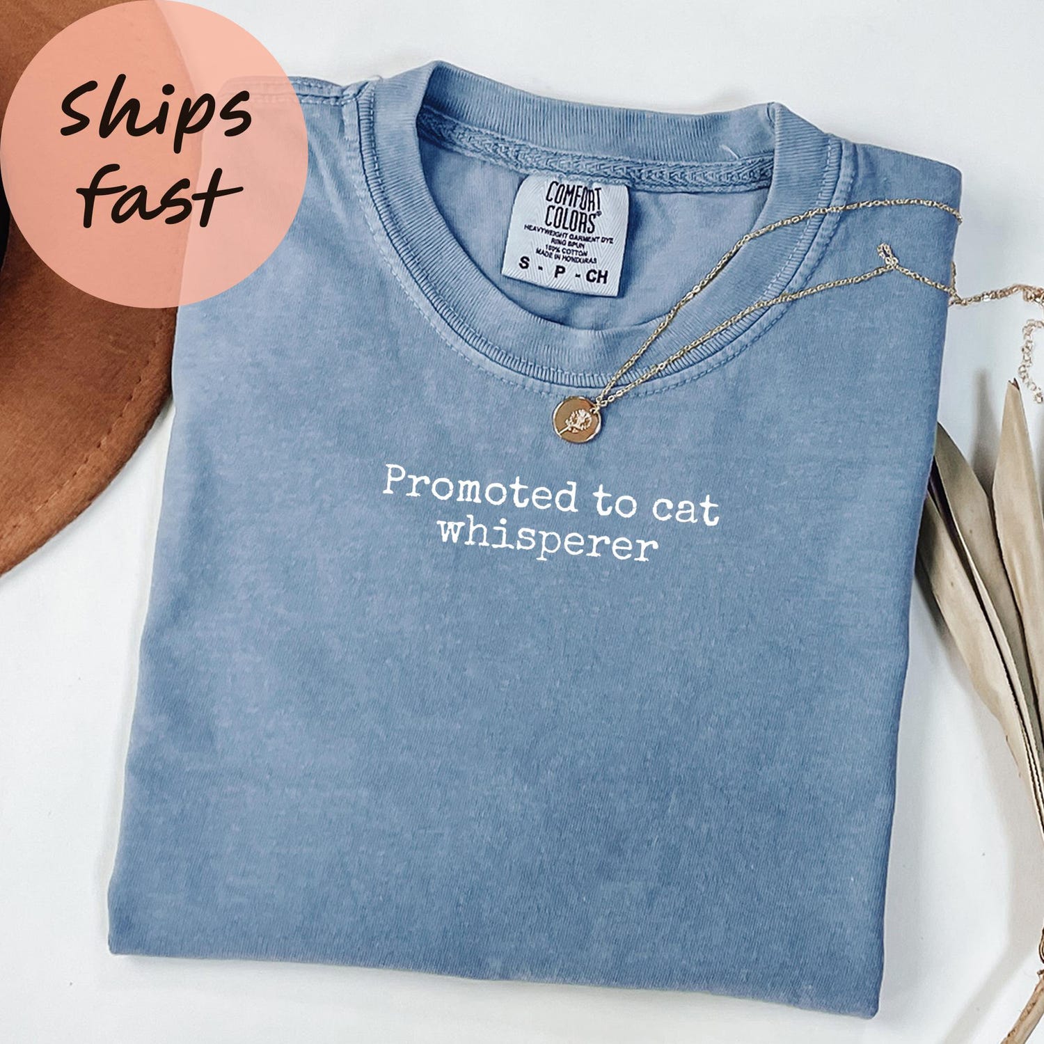 Comfort ColorsÂ® Promoted To Cat Whisperer Shirt, Funny Cat Lover Gift, Crazy Cat Lady T-Shirt, Sarcastic Cat Mom Tee, Gift for Cat Owners