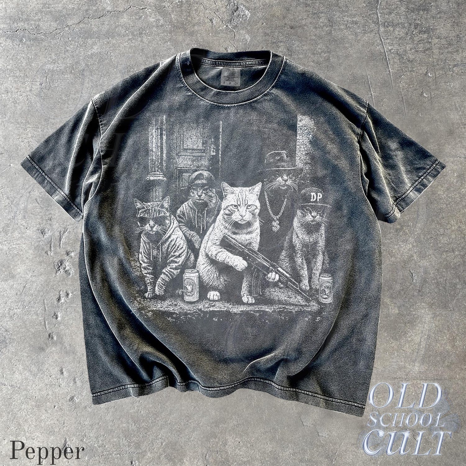 Gangsta Cats T Shirt Vintage Streetwear Graphic Tee, Funny Cat Lover Gift, Hip Hop Style Oversized Grunge Aesthetic Unisex Kitten Top