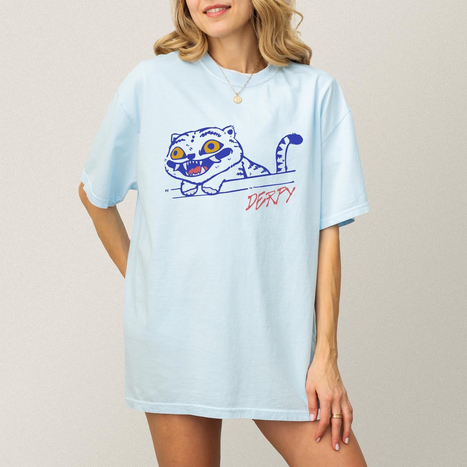Kpop Anime Derpy Tiger Cat T-Shirt: Funny Korean Manga Graphic Tee