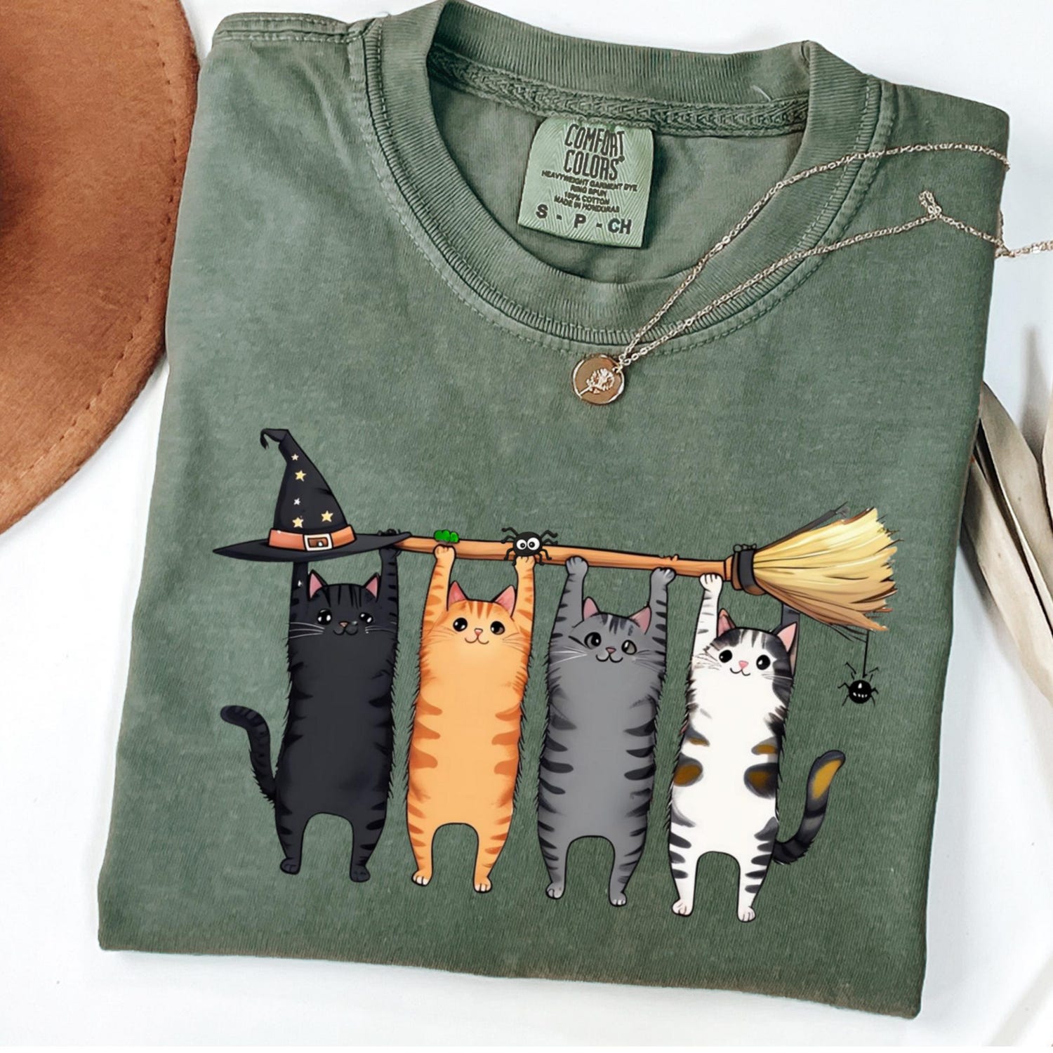 Halloween Cat Shirt, Comfort Colors Witch Cat Shirt, Funny Cat Lover Halloween Shirt, Halloween Cat T-Shirt,  Fall Cat Tee, Cat Lover Gift