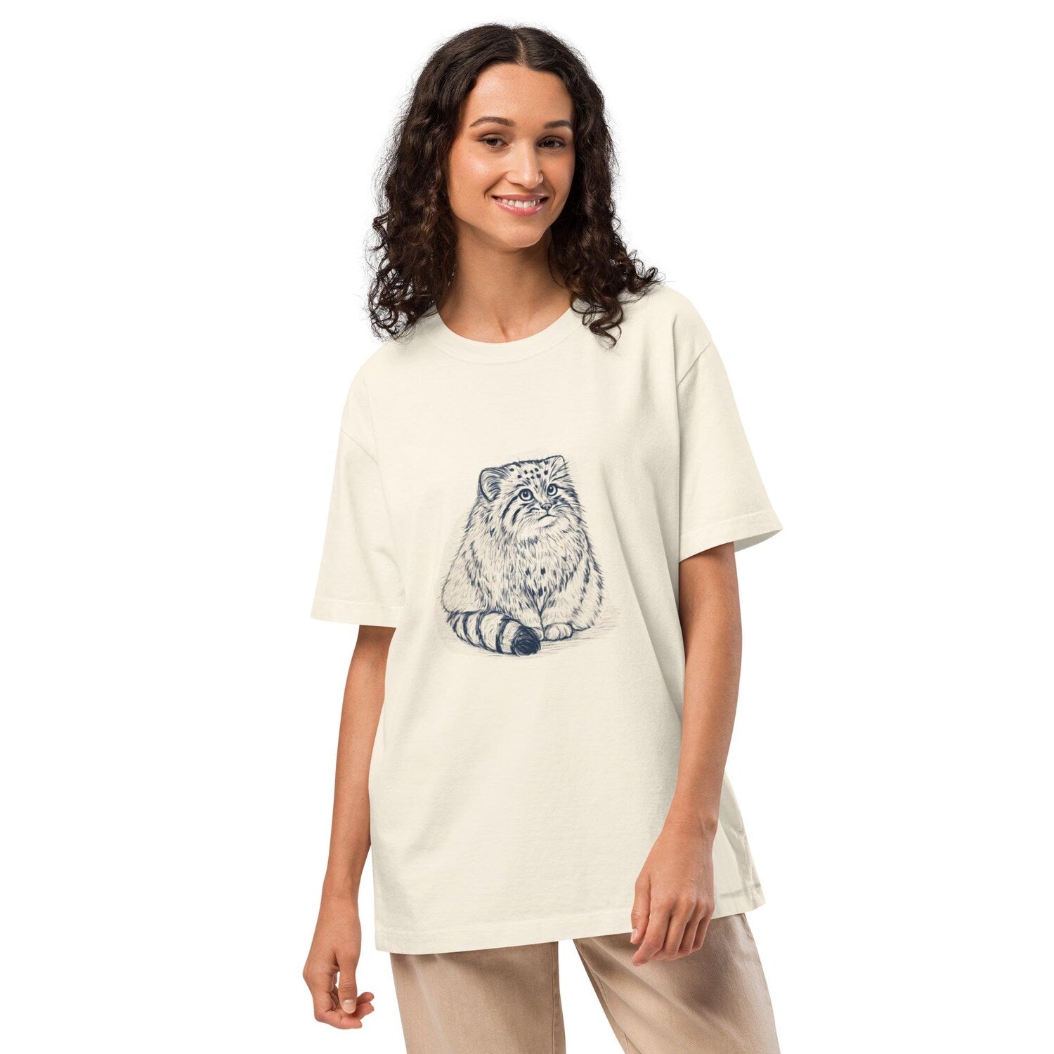 Pallas Cat T-Shirt: Vintage Line Art Graphic Tee - Unisex Cotton