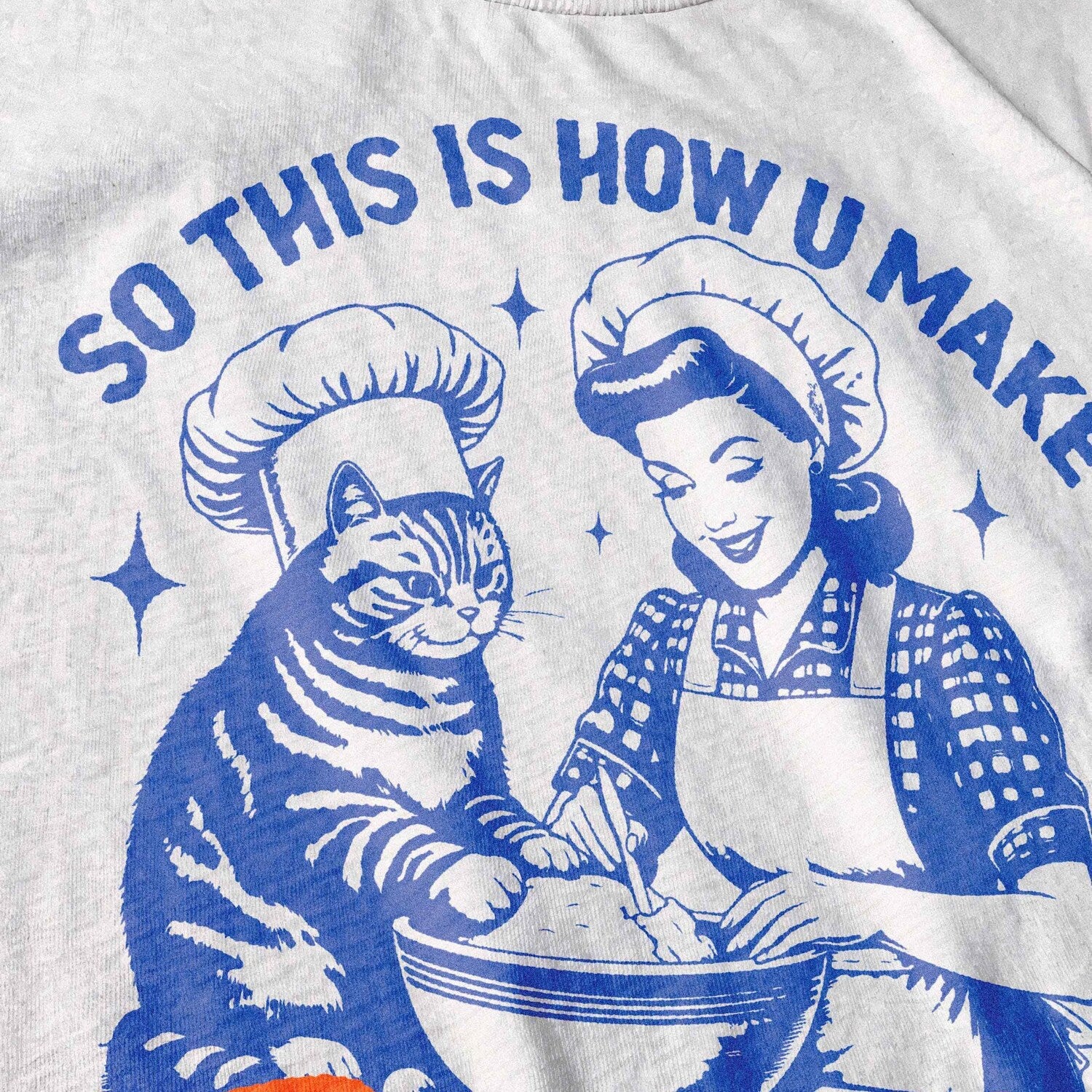 Funny Baking Cat Tshirt Retro Kitchen Humor Kneading Mom Gift