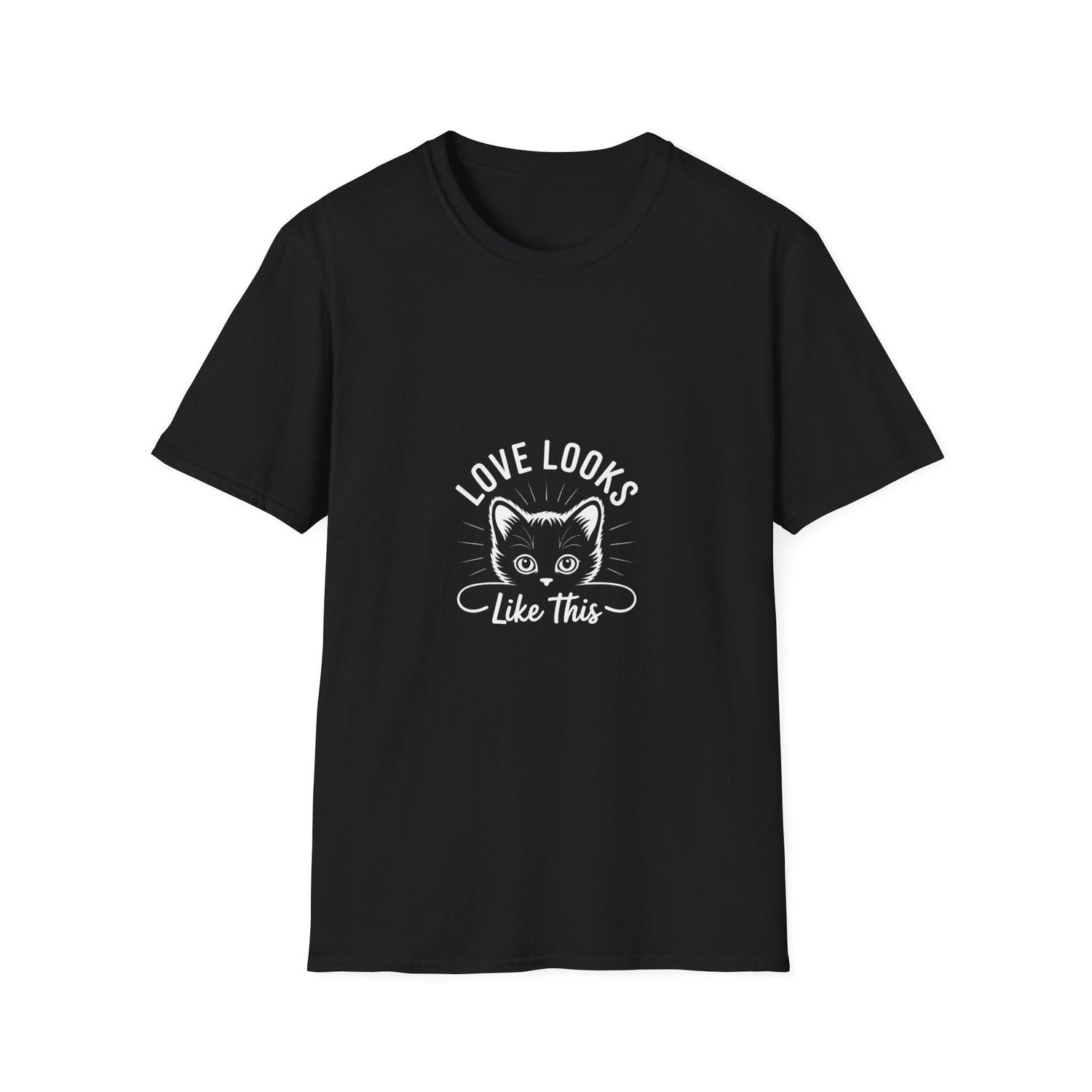 Cat Lover T-Shirt, Cute Cat Shirt, Pet Parent Gift, Love Looks Like This Tee, Funny Cat Message T-Shirt