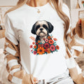 shih tzu wildflower shirt cute dog lover tee gift for flower girls shih tzu moms dog lady garden lover dog mom t-shirt floral pup shirt