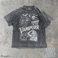 Halloween Cat Vintage Movie T-shirt, Funny Spooky Season Tee, Cat Lover Gift, Retro Vampurr Halloween Shirt, Unisex Vampire Spooky Cat Tee