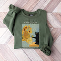 Van Gogh Cat Shirt, Funny Art Tee, Black Cat Shirt, Sunflower Cat T-Shirt, Black Cat Shirt, Aesthetic Painting Tee, Funny Art Lover Shirt