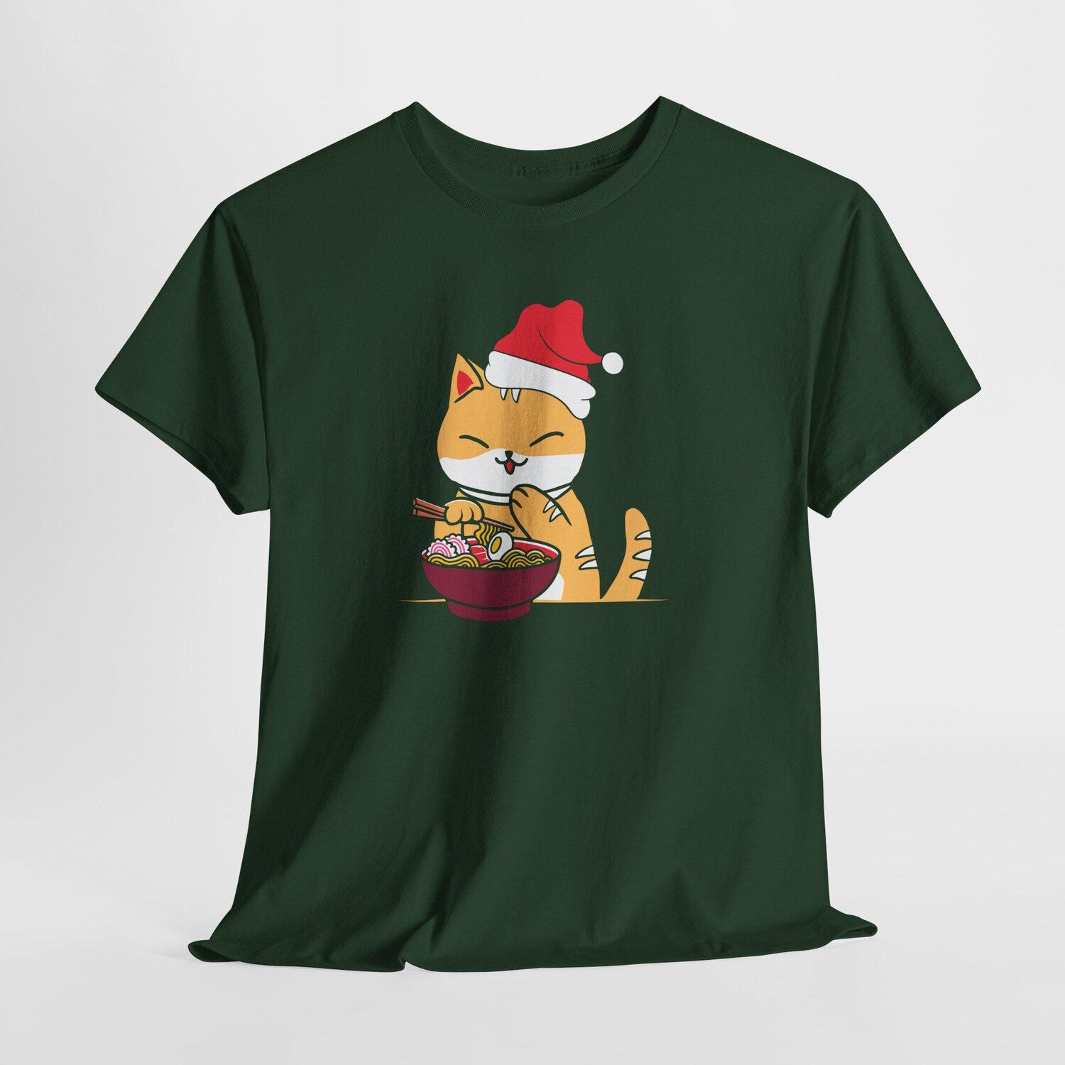Kawaii Ramen Cat Christmas T-Shirt | Cute Holiday Japanese Vibes Tee | Cat Lover Gift