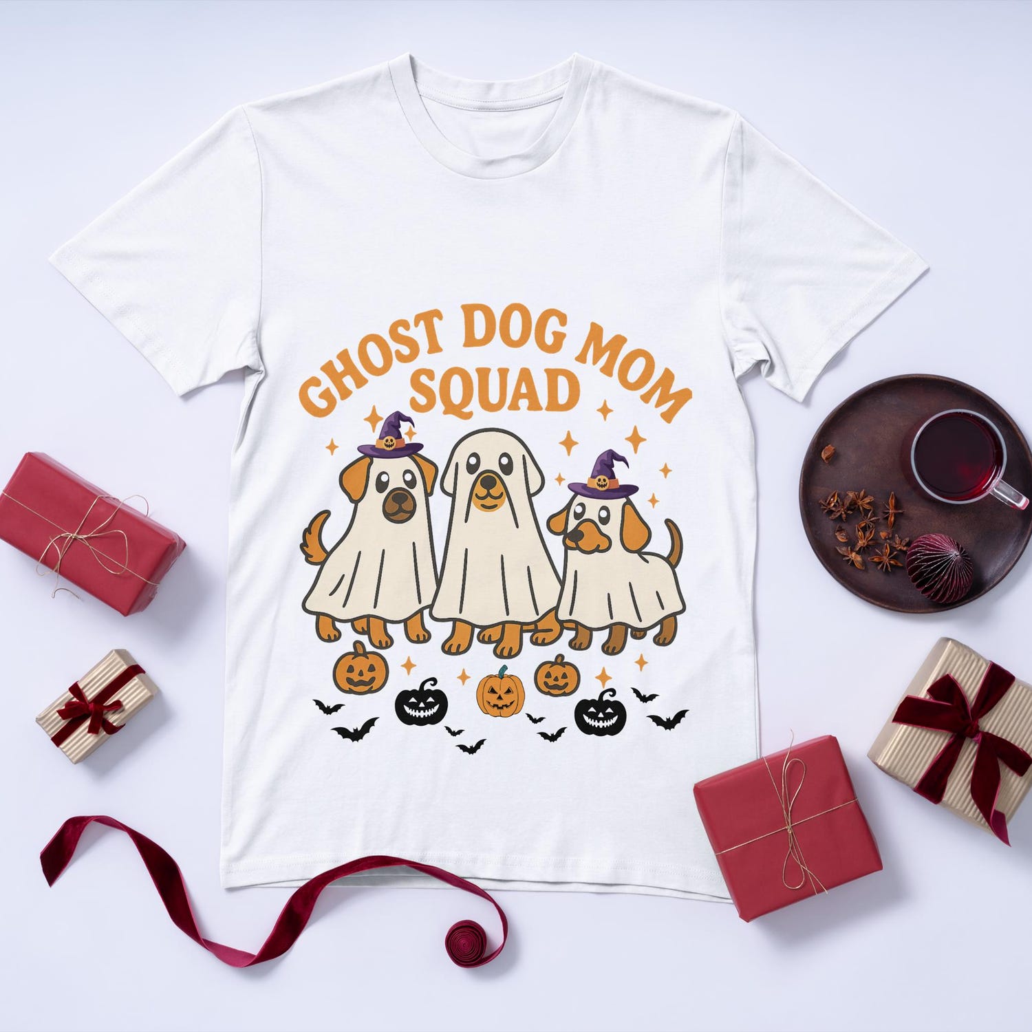 Ghost Dog Mom Squad T-Shirt, Funny Halloween Shirt for Pet Lovers, Cute Spooky Graphic Tee, Dog Mom Gift, Fall Casual Top