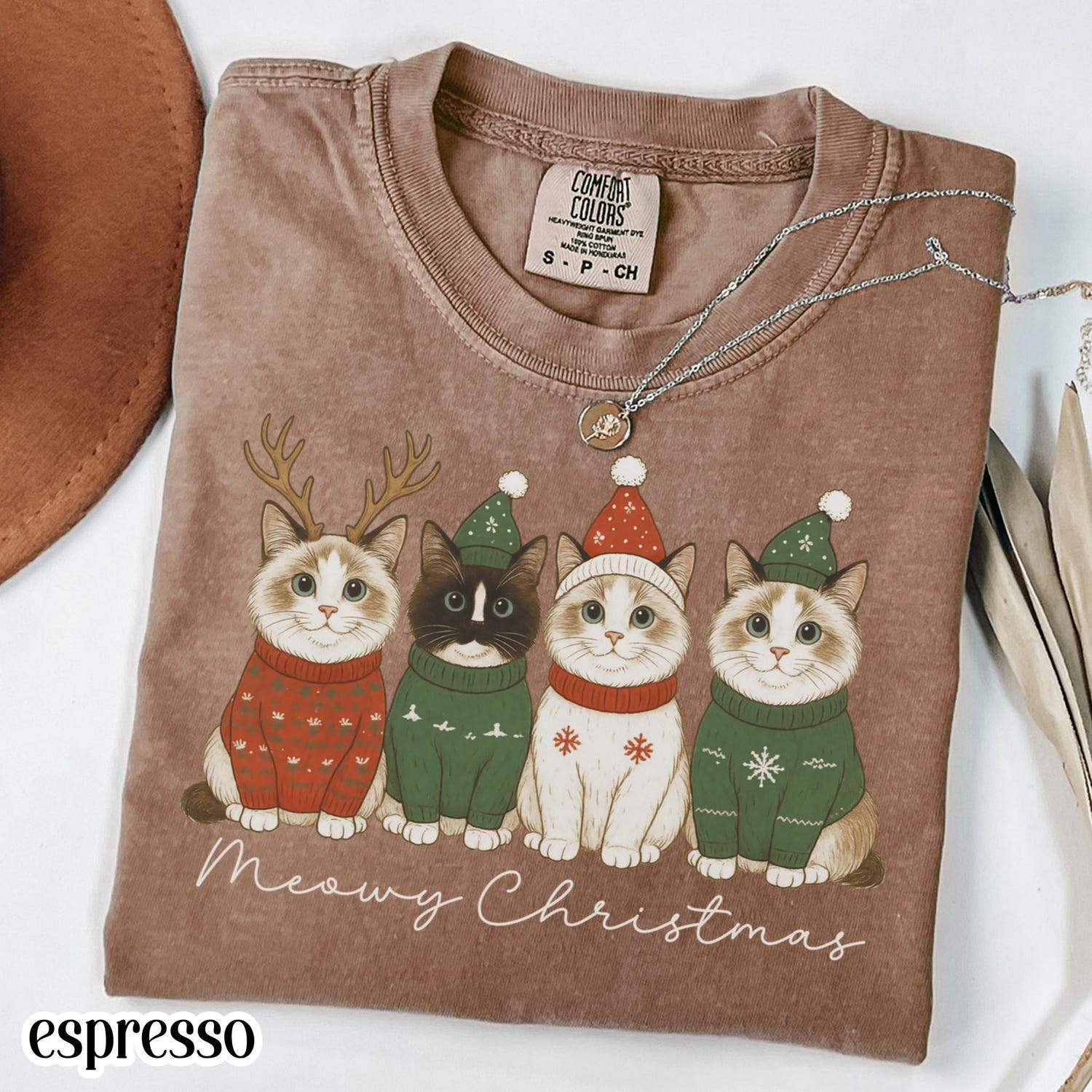 Christmas Ragdoll Cat Comfort Colors Shirt Meowy Christmas Santa Hat Cat Tee Happy Holiday Kitty Black Cat Tshirt Cat Lover Christmas Gift