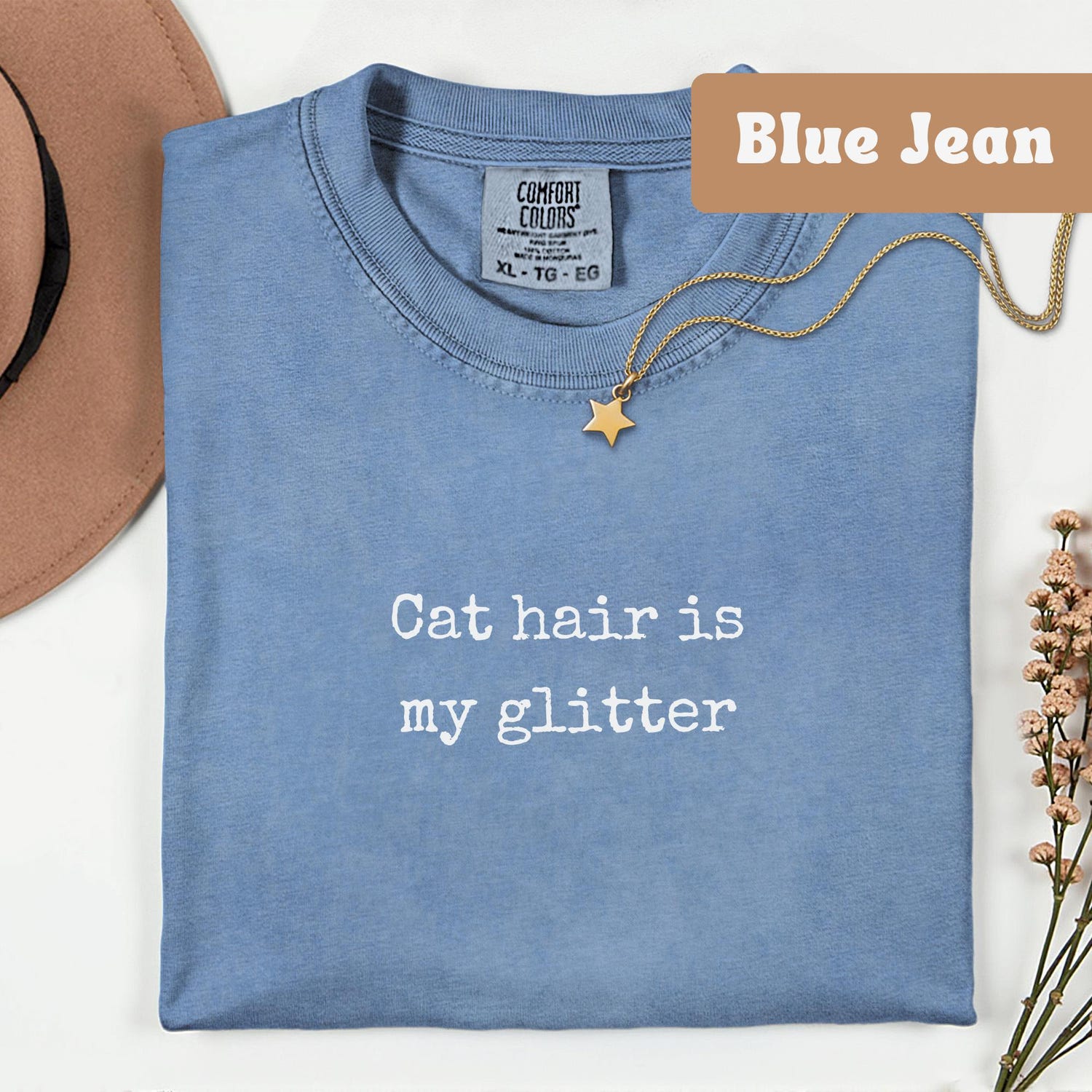 Funny Cat Mom Shirt, Comfort ColorsÂ® Pet Humor Tee, Cat Hair Is My Glitter, Cat Lover Gift, Trendy Cat Mom Tee, Sarcastic Animal Lover Shirt