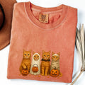 Comfort Colors Halloween Cat Shirt | Orange Tabby Cat Lover Gift Tee | Spooky Season Apparel