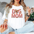 Yorkie Dog Mom T-Shirt  Floral Letters ,Dog Mom Tee with Cute Yorkshire Terrier Face , Dog Lover Gift for Women, Pet Mom Shirt