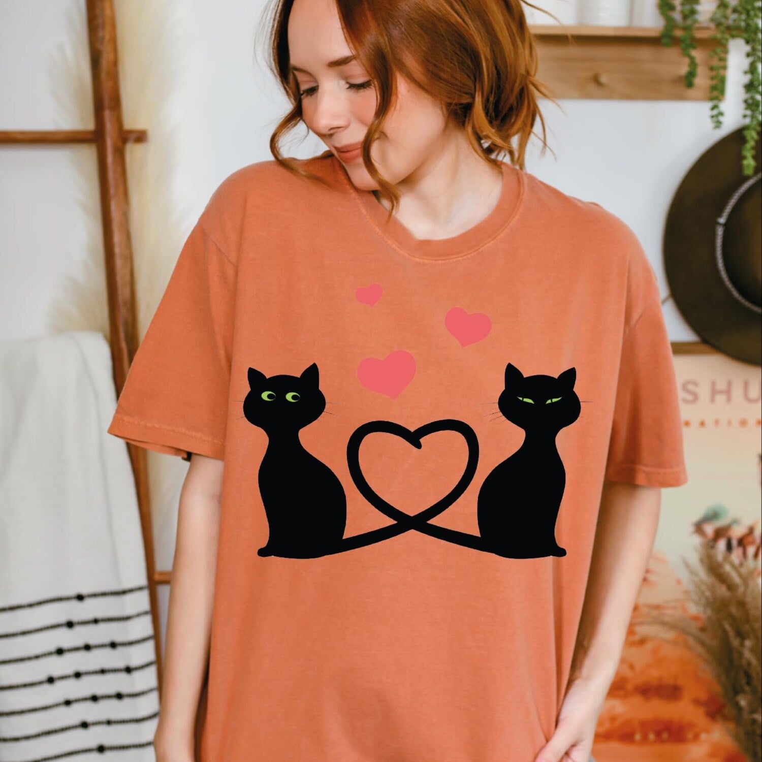 Cats Heart Valentine's Day T-Shirt | Happy Valentines Comfort Colors Tee | Cute Gift