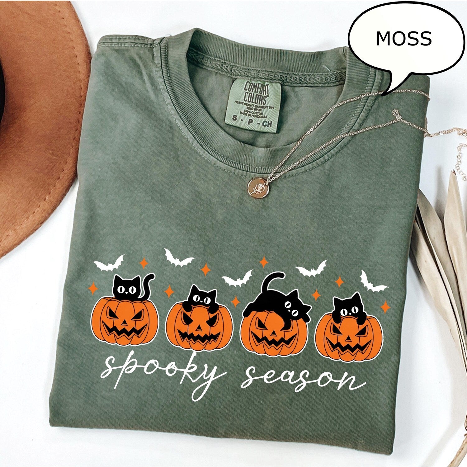 Comfort ColorsÂ® Pumpkin And Cat T-Shirt, Halloween Cats Tee, Halloween Shirt, Cat Lower Halloween Gift, Spooky Season Shirt, Fall Cat Shirt