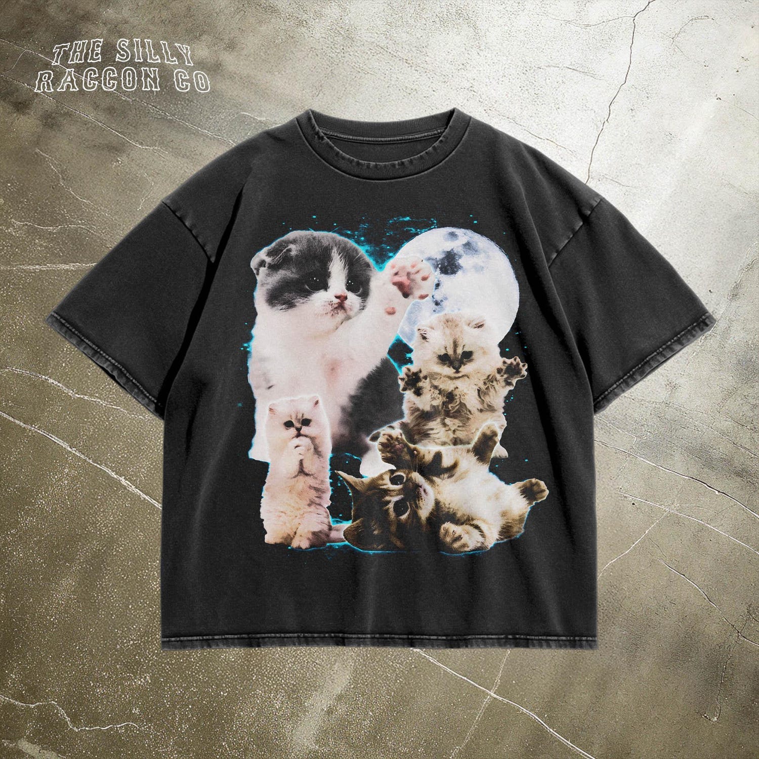 Retro Funny Cat Shirt | Moon and Kitten Graphic Tee | Cute Celestial Cats | Vintage 90s Style Cat Meme Shirt | Gift for Cat Mom Dad