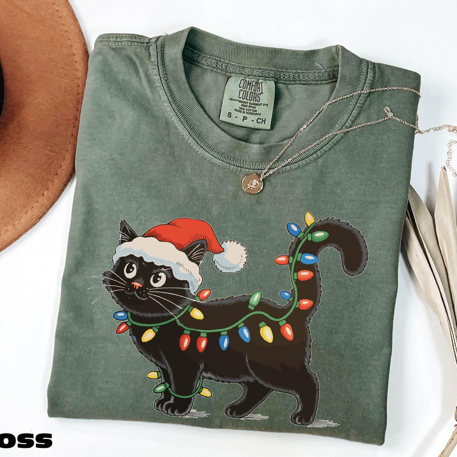 Christmas Black Cat Shirt, Kitten Christmas Sweatshirt, Cat Lover Gift, Cute Black Cat Tee, Cat Mom Sweater, Comfort Colors T-Shirt