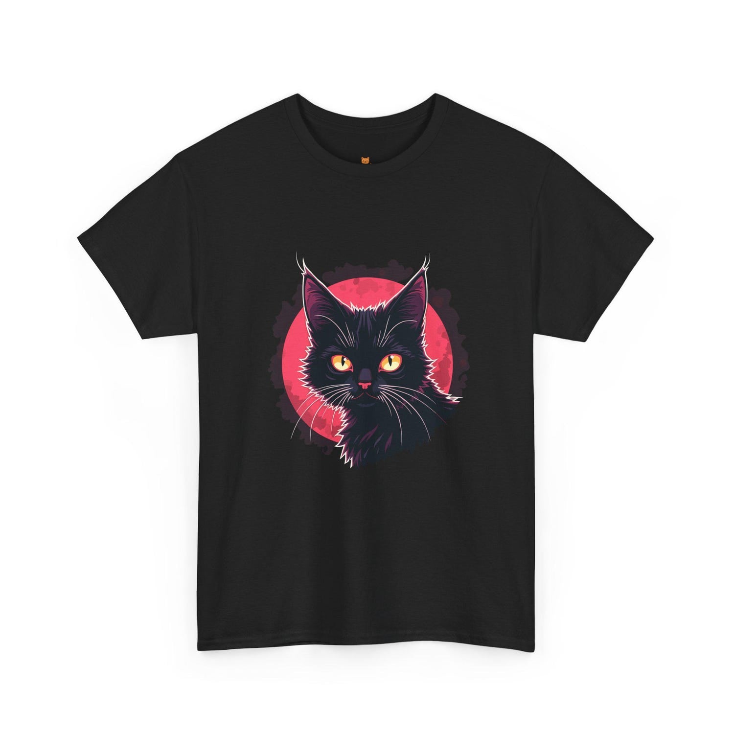 Mysterious Black Cat Graphic Tee - Unisex Cotton Halloween Shirt