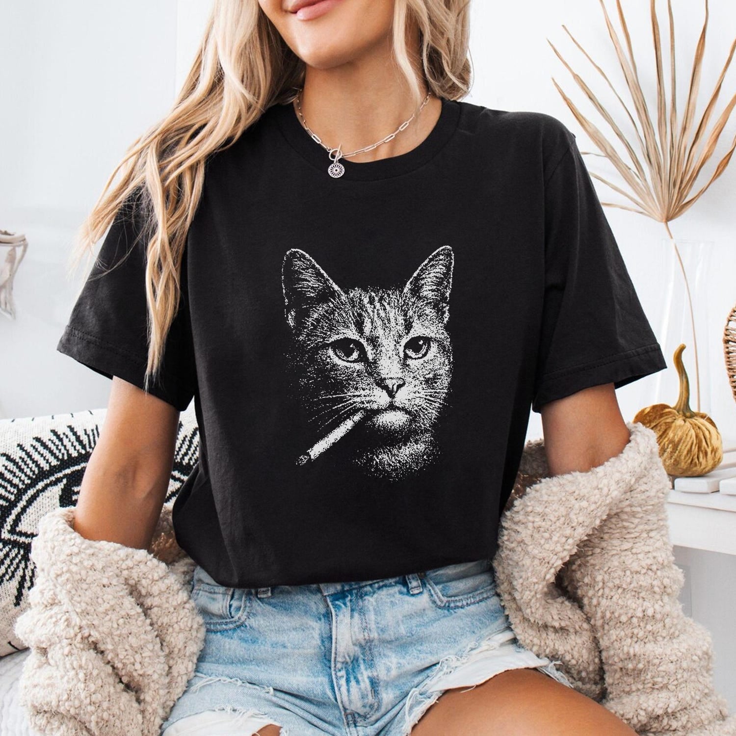 Funny Smoking Cat Shirt | Cat Lover Gift Tee | Unisex Graphic Apparel