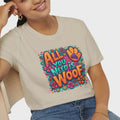 Dog Lover Shirt â All You Need Is Woof Tee, Funny Dog Mom T-Shirt, Pet Parent Gift, Paw Print Flower Design Graphic Tee