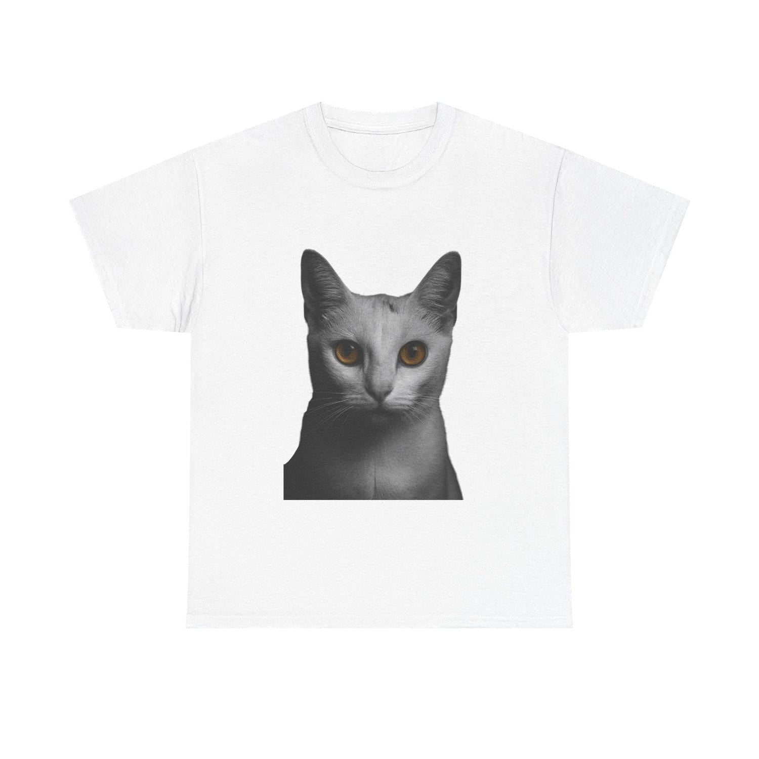 White Cat Unisex Tee - Cute Kitty Face Graphic Shirt for Pet Owners