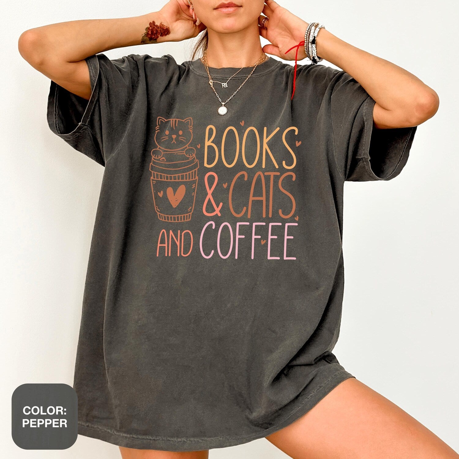 Books Cats Coffee Shirt Comfort Colors Tee Cute Cat Lady Shirt Cozy Cat Mom Tshirt Cat Mom Birthday Gift For Cat Lover Shirt Cat Mama Tshirt
