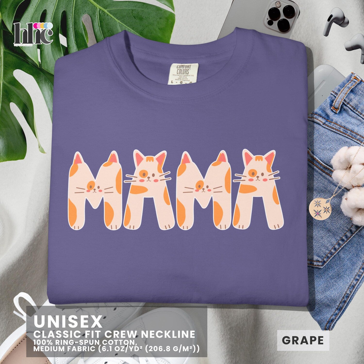 Comfort ColorsÂ® Mama Cat Shirt, Orange Cat Letters Graphic Tee, Cute Cat Mom Shirt, Mothers Day Gift, Funny Mom Cat Lover Shirt