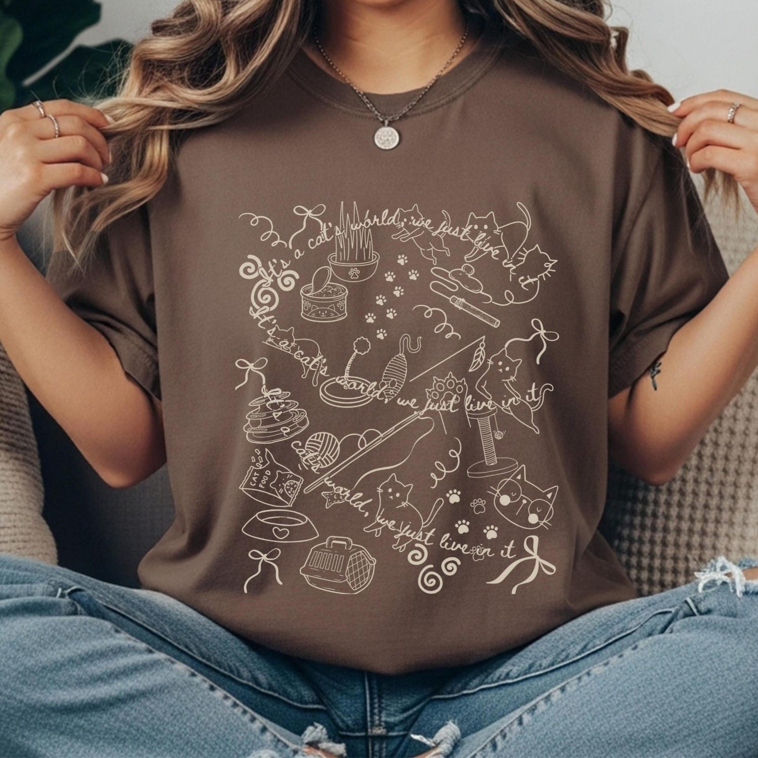 Cat Lover T-shirt, Cat Owner Shirt, Unisex Tee, Garment-Dyed Top, Feline Graphic Shirt, Animal Print T-shirt