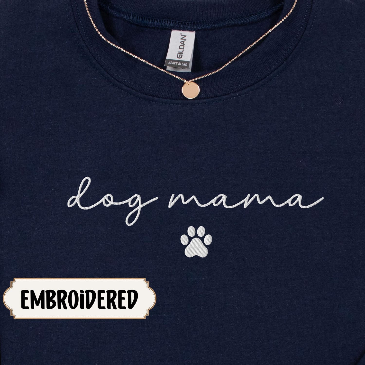 Embroidered Dog Mama Sweatshirt Paw Print Crewneck, Dog Mom Gifts Custom Pet Owner Shirt