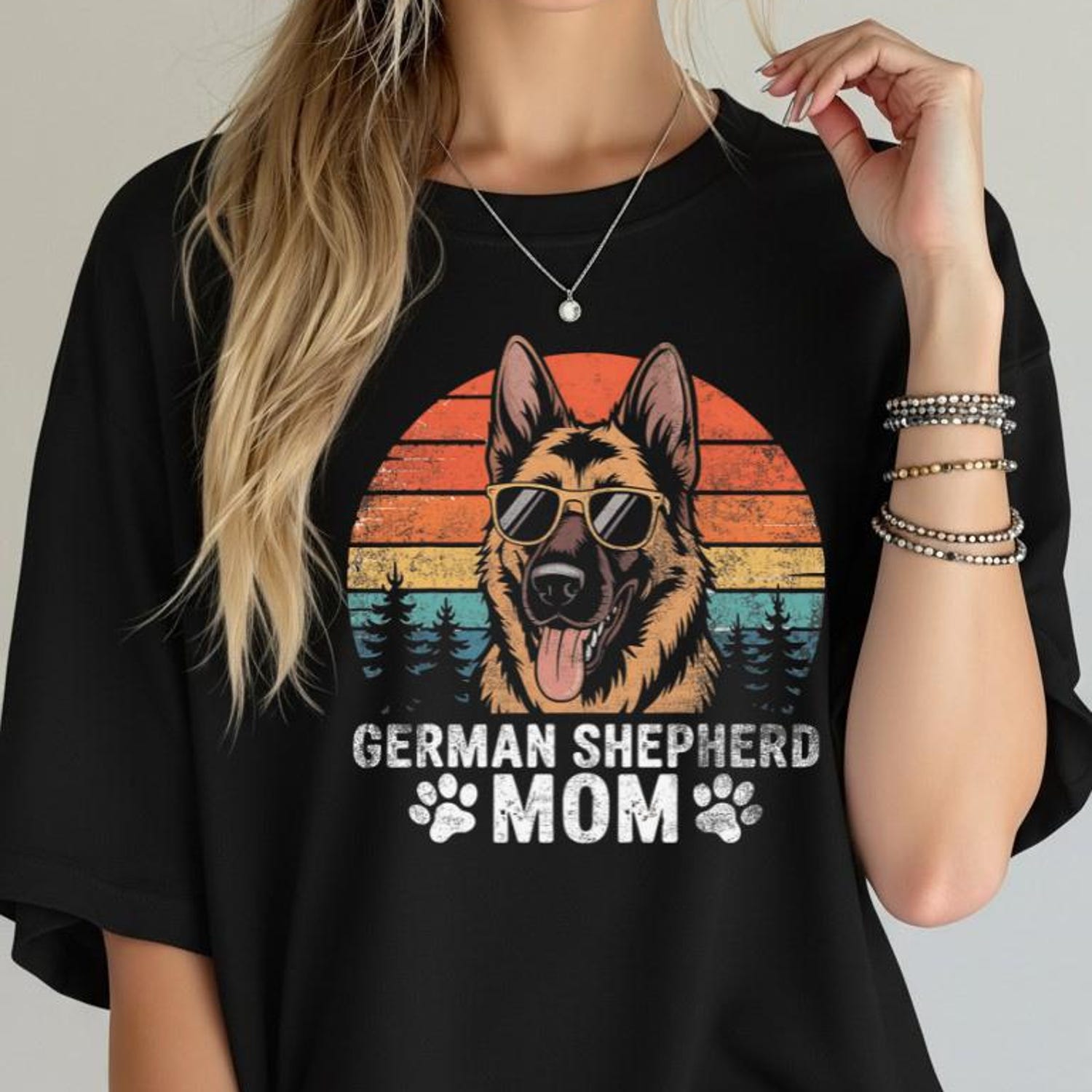 German Shepherd Mom Shirt, Dog Lover Tee, Retro Dog Mom T Shirt, Funny Pet Parent Gift, Shepherd Graphic Tee, Cute Dog Mom Top