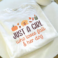 Just A Girl Who Love Fall & Her Dog Shirt, Autumn Shirt, Fall Lover Gift, Dog Lover Tee, Dog Mom Shirt, Boho Fall Shirt, Pumpkin Season Tee