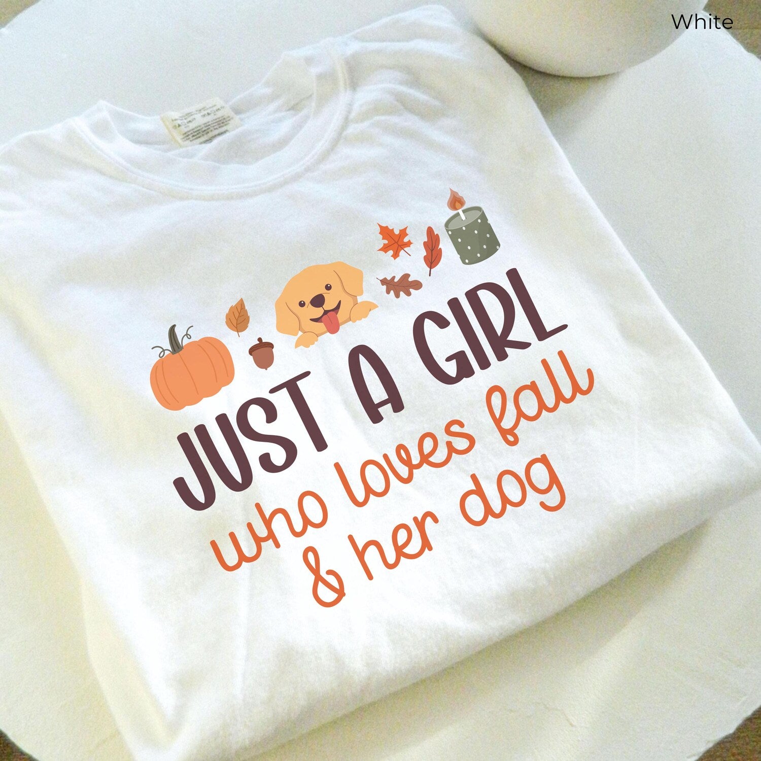 Just A Girl Who Love Fall & Her Dog Shirt, Autumn Shirt, Fall Lover Gift, Dog Lover Tee, Dog Mom Shirt, Boho Fall Shirt, Pumpkin Season Tee