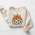 Thanksgiving Fall Pumpkin Sweatshirt, Dog Lover Shirt, Pumpkin Dog Tshirt, Cute Dog Mom Gift, Coquette Paw Print Shirt, Preppy Dog Paw Tee