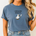 Funny Duck T-Shirt: I Require Snacks Meme, Animal Lover Gift
