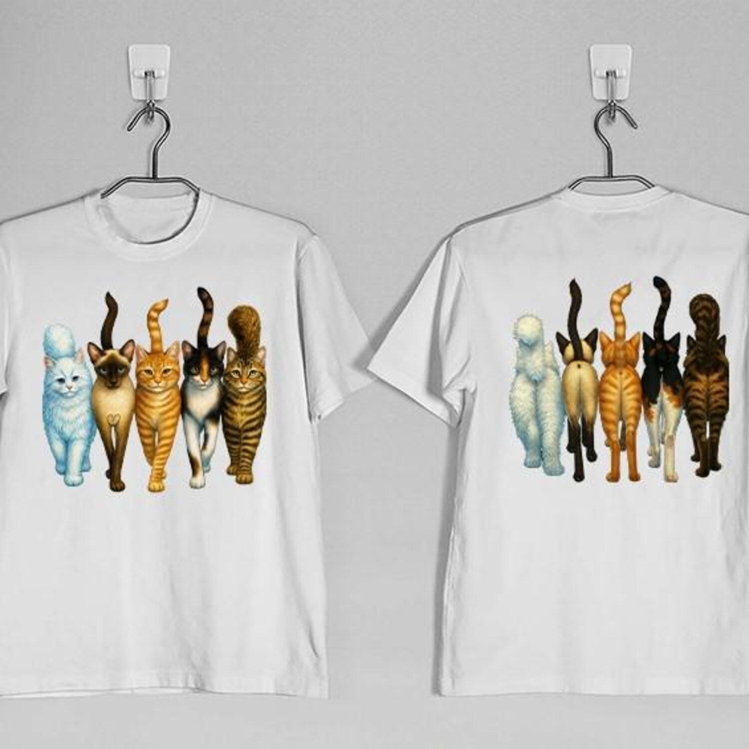 Five Cats Coming And Going Funny Unisex T Shirt, Cats Coming And Going Shirt Printed On Two Sides, Gift For Cat  Lovers T Shirt