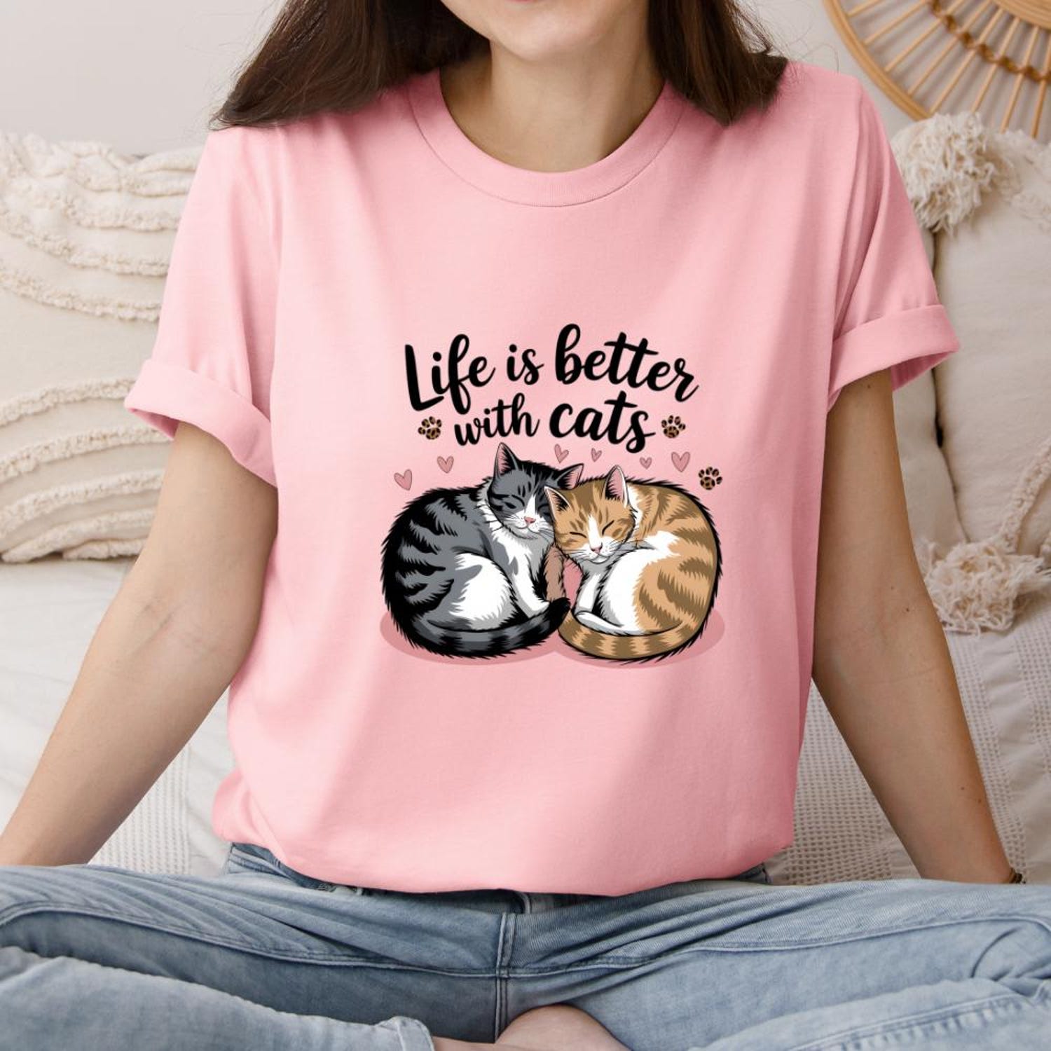 Life is Better With Cats T-Shirt | Unisex Cat Lover Tee | Pet Owner Apparel