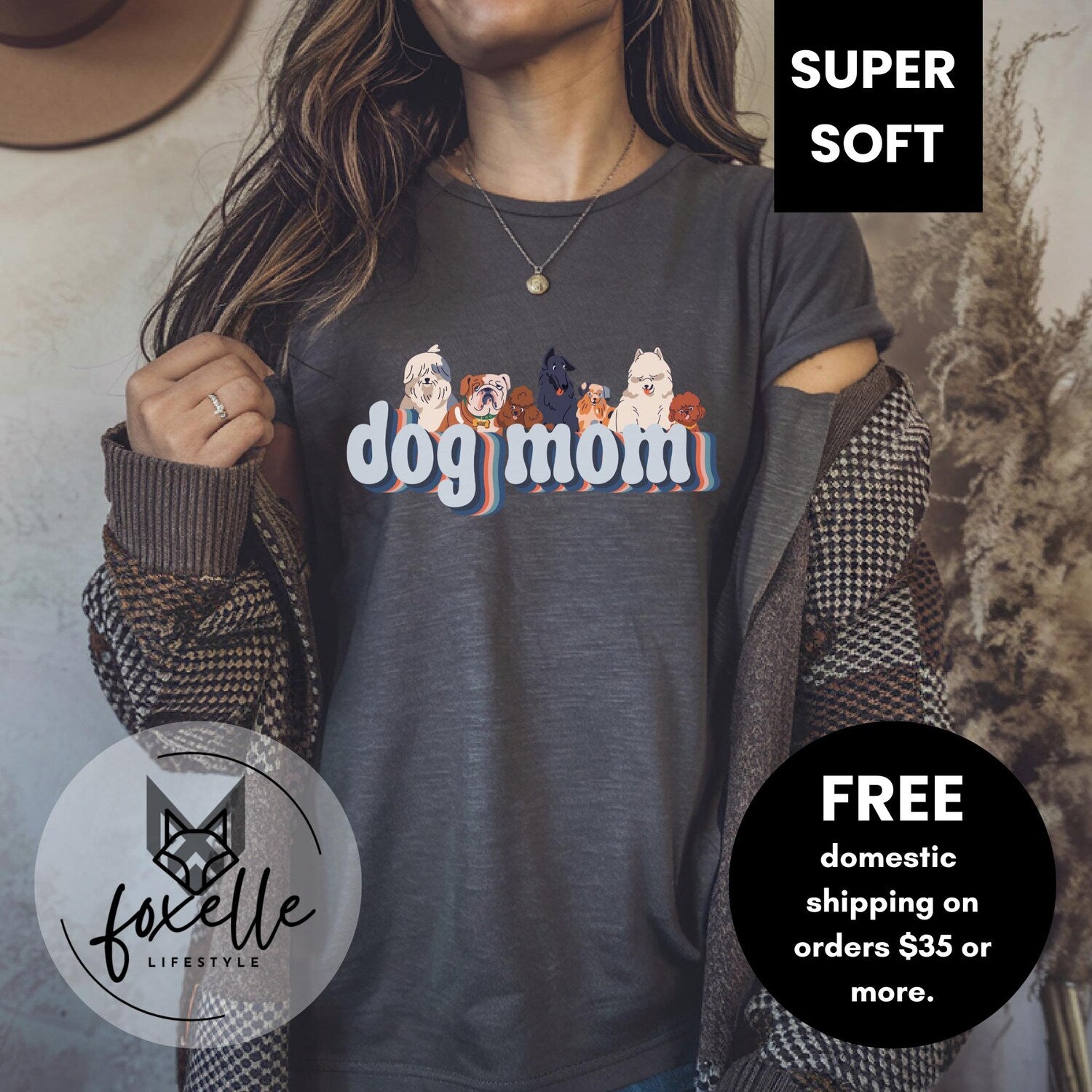 Retro Dog Mom T-Shirt: Unisex Cotton Tee for Dog Lovers