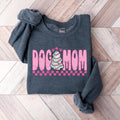 Dog Mom Christmas Sweatshirt, Cute Holiday Pet Lover Tee, Funny Paw Print Dog Mom T-shirt, Festive Retro Checkerboard Outfit Gift For Mom