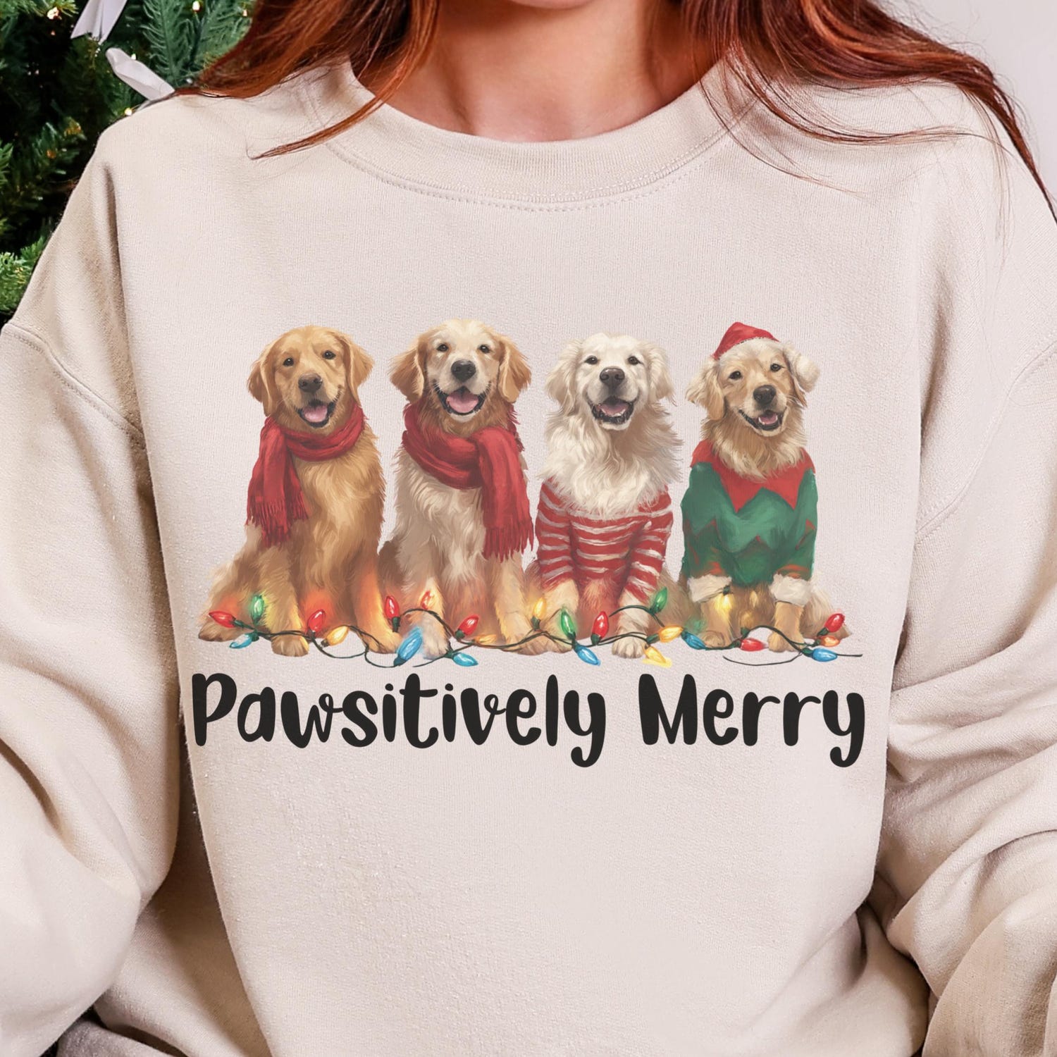 Christmas Dog Lover Sweatshirt, Golden Retriever Crewneck, Dog Mom and Dad Holiday Shirt