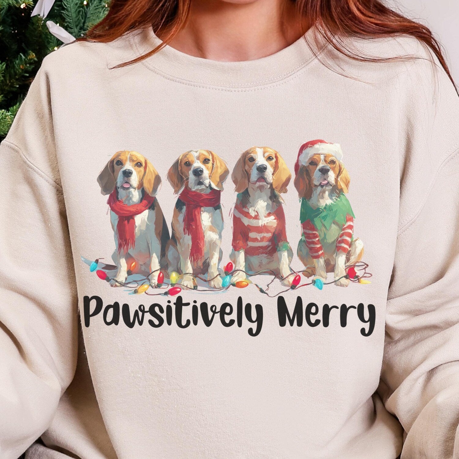 Christmas Dog Lover Sweatshirt, Beagle Crewneck, Dog Mom and Dad Holiday Shirt