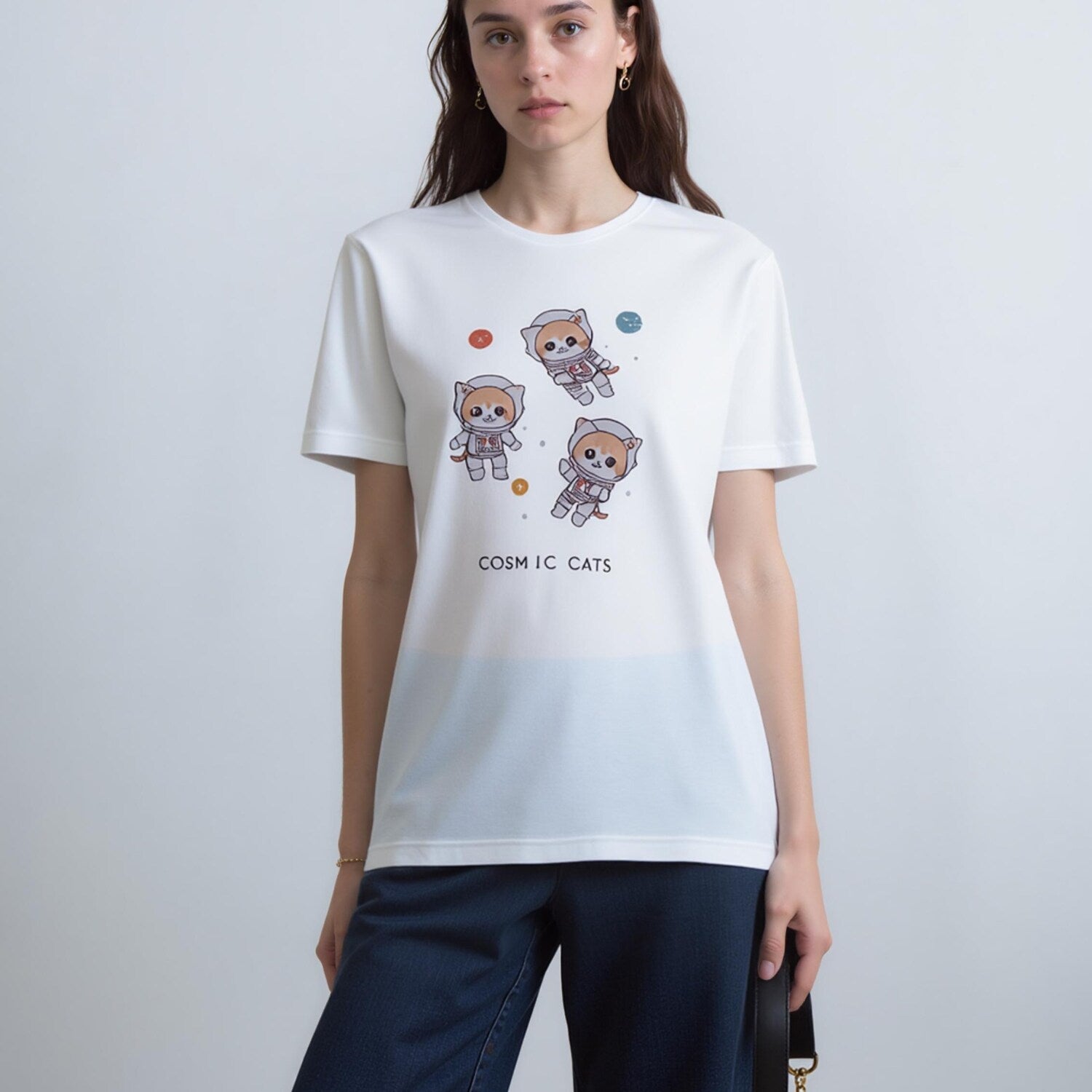 Vintage Astronaut Cats T-Shirt: Retro Kawaii Space Cat Lover Gift