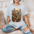 Skeleton Hugging Cat Shirt - Spooky Halloween Cat T-Shirt, Gothic Cat Lover Gift