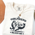 Funny Cat Lover T-Shirt - Comfort Colors 'My Girlfriend Beats Me' Tee