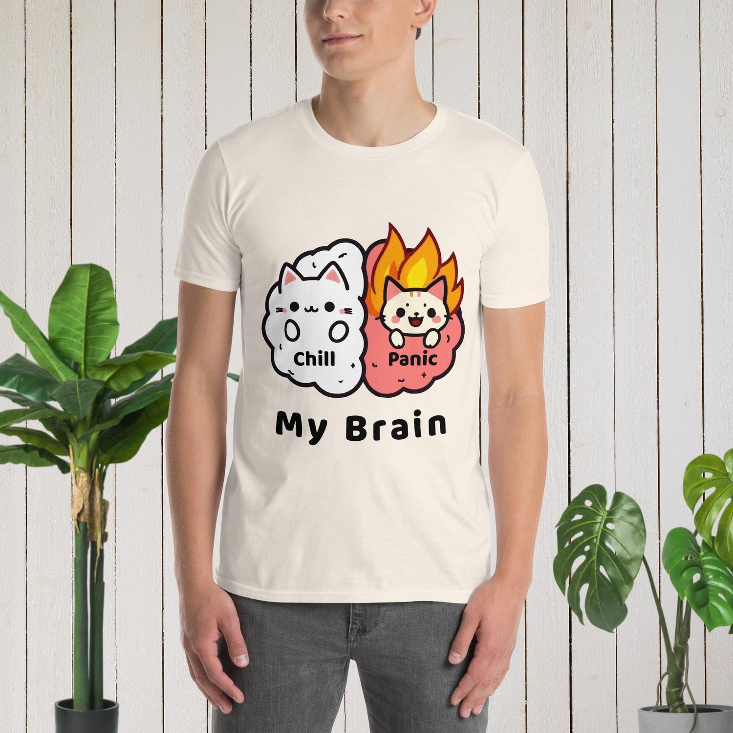 Funny Cat T-Shirt â Chill vs Panic Cats Graphic Tee for Cat Lovers Gift