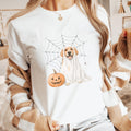 golden retriever ghost halloween shirt spooky dog mom t-shirt gift for halloween lovers dog moms pumpkin pet owners dog lover tee