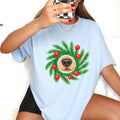 dog nose wreath shirt christmas dog lover tee gift for pet moms holiday girls animal rescue supporters dog owners dog mom t-shirt