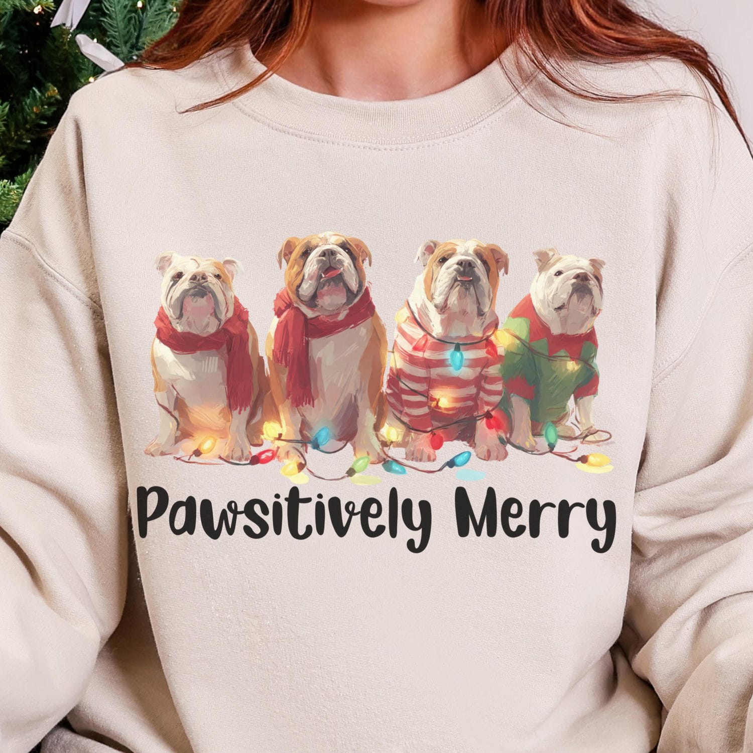 Christmas Dog Lover Sweatshirt, English Bulldog Crewneck, Bully Dog Mom and Dad Holiday Shirt