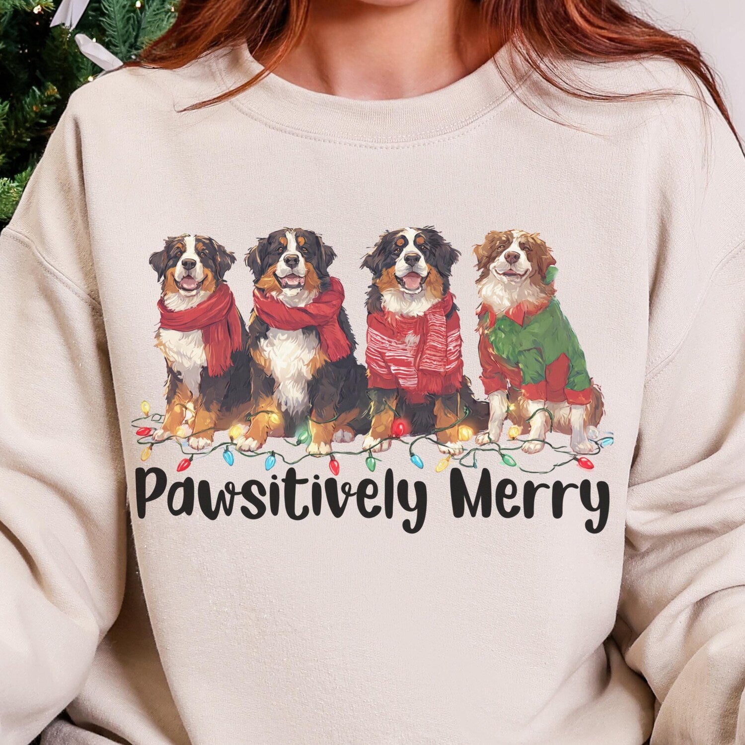 Christmas Bernese Mountain Dog Sweatshirt: Berner Mom/Dad Holiday Crewneck