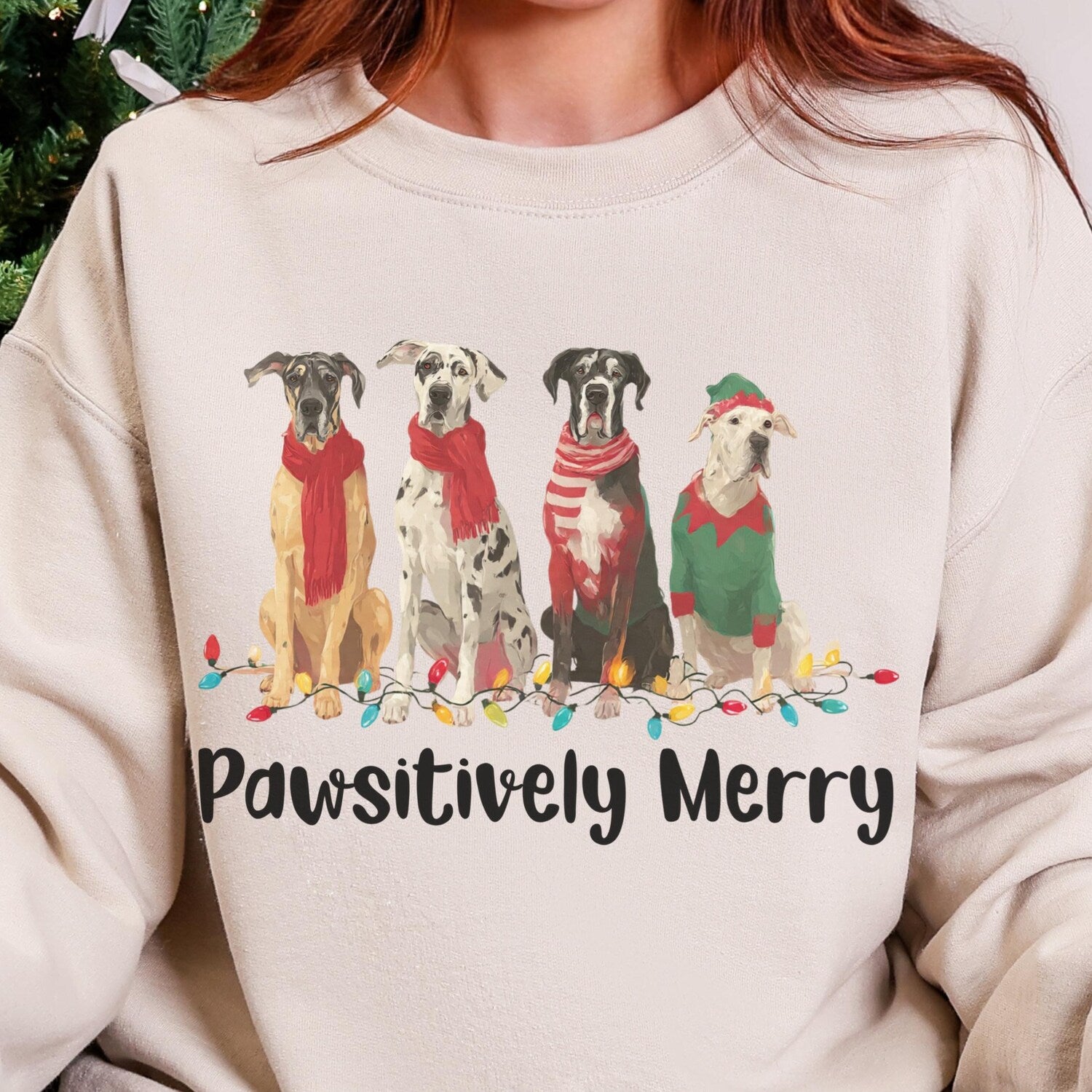Christmas Dog Lover Sweatshirt, Great Dane Crewneck, Dog Mom and Dad Holiday Shirt
