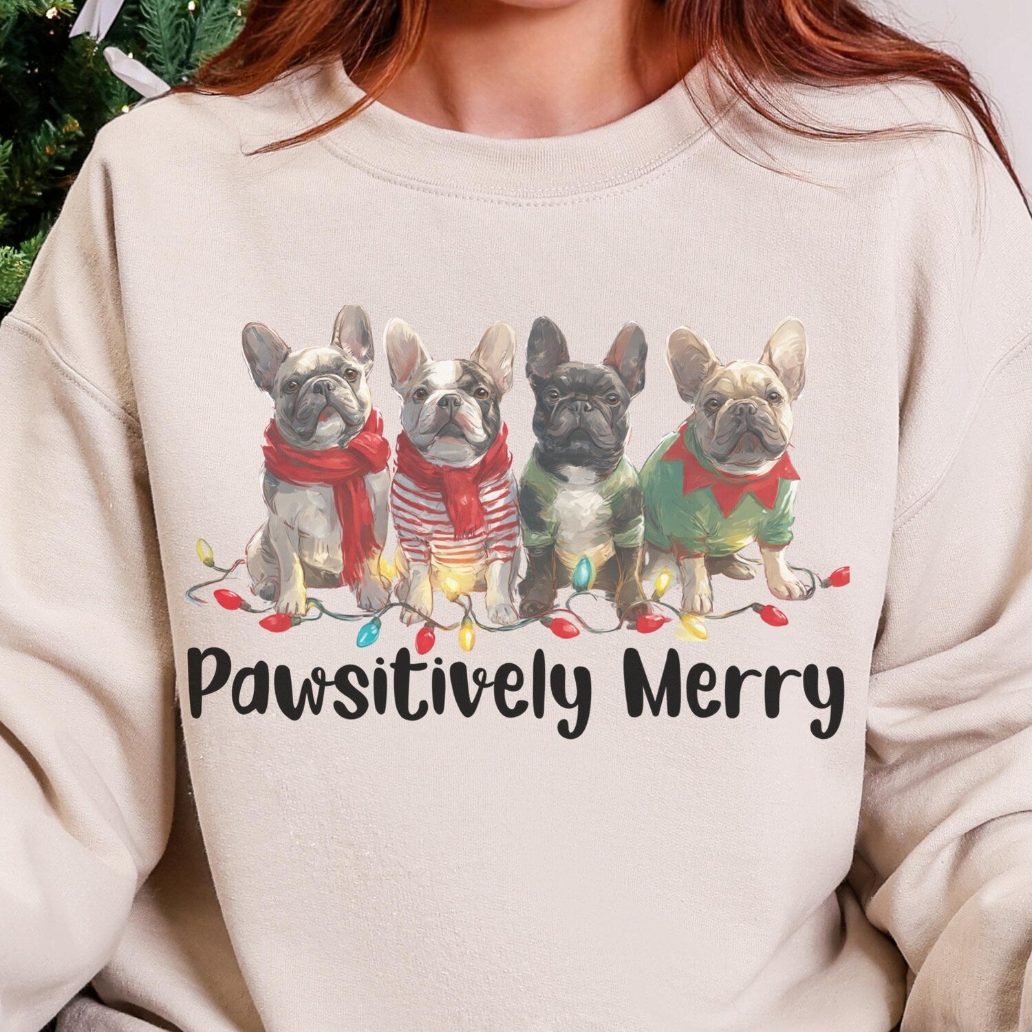 Christmas Dog Lover Sweatshirt, French Bulldog Crewneck, Frenchie Dog Mom and Dad Holiday Shirt